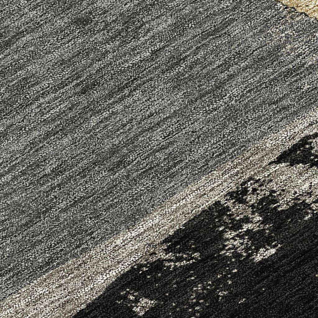 3' X 5' Black And Charcoal Geometric Washable Indoor Outdoor Area Rug - Sports & Outdoor