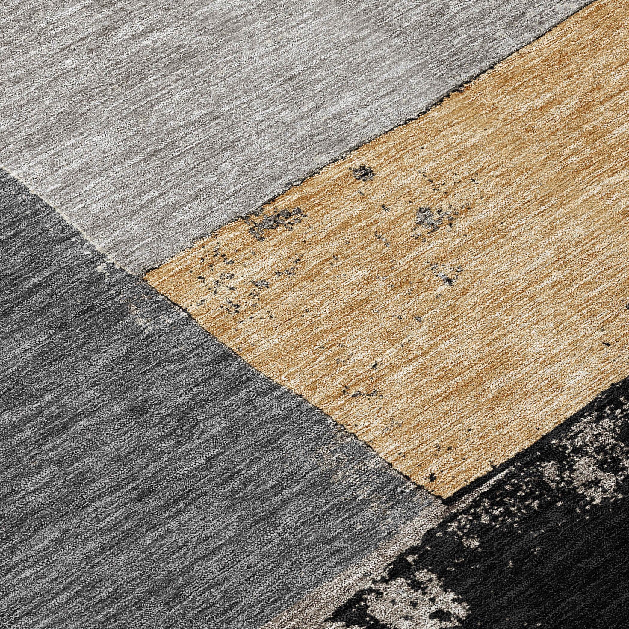 3' X 5' Black And Charcoal Geometric Washable Indoor Outdoor Area Rug - Sports & Outdoor