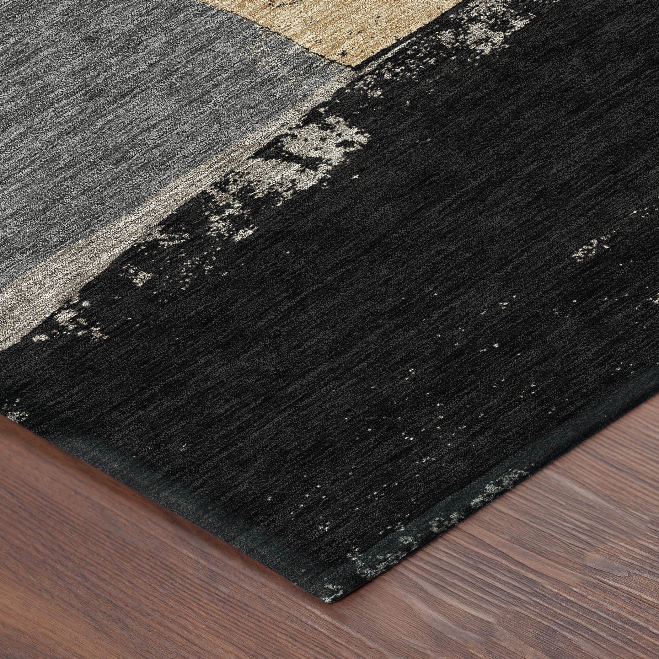 3' X 5' Black And Charcoal Geometric Washable Indoor Outdoor Area Rug - Sports & Outdoor