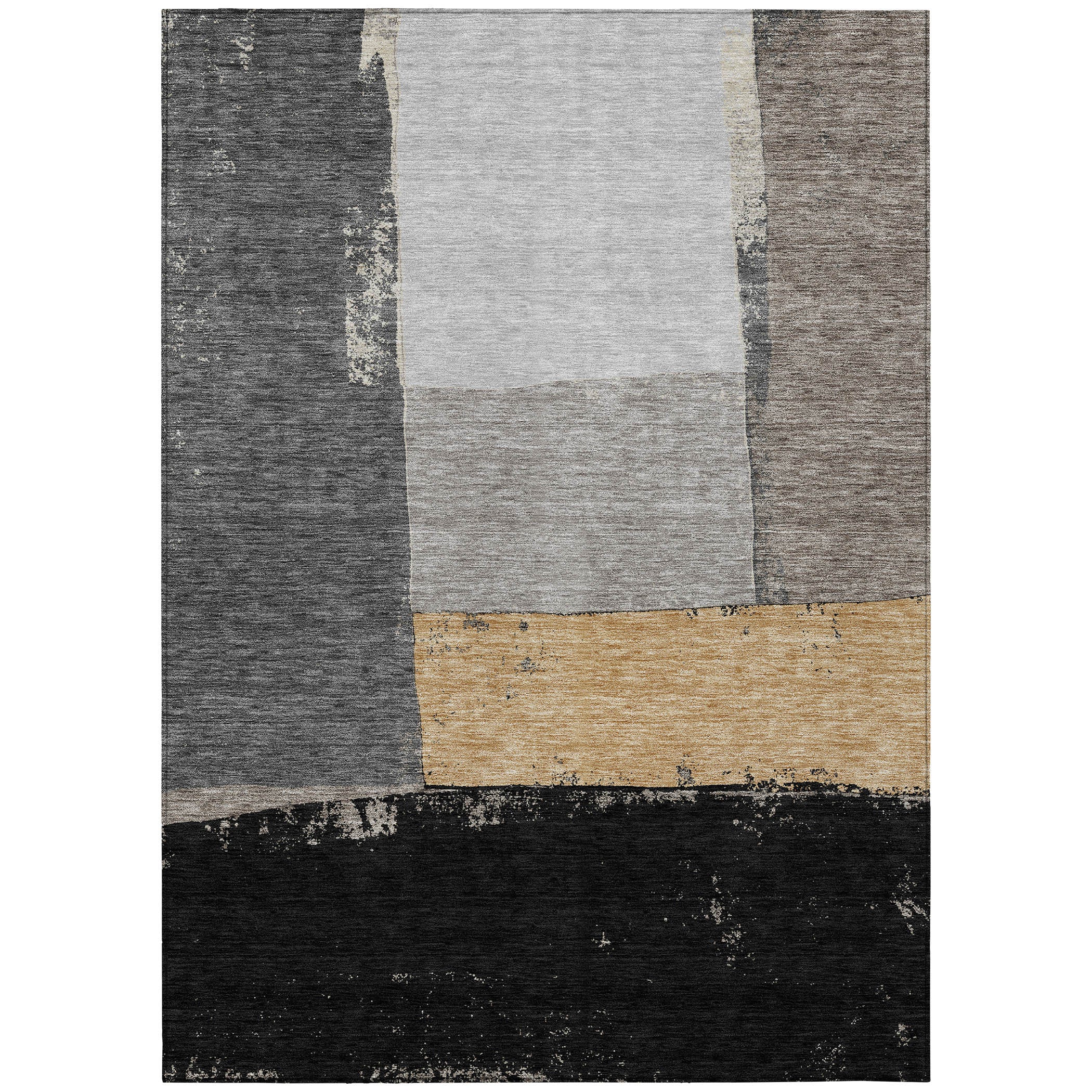 3' X 5' Black And Charcoal Geometric Washable Indoor Outdoor Area Rug - Sports & Outdoor
