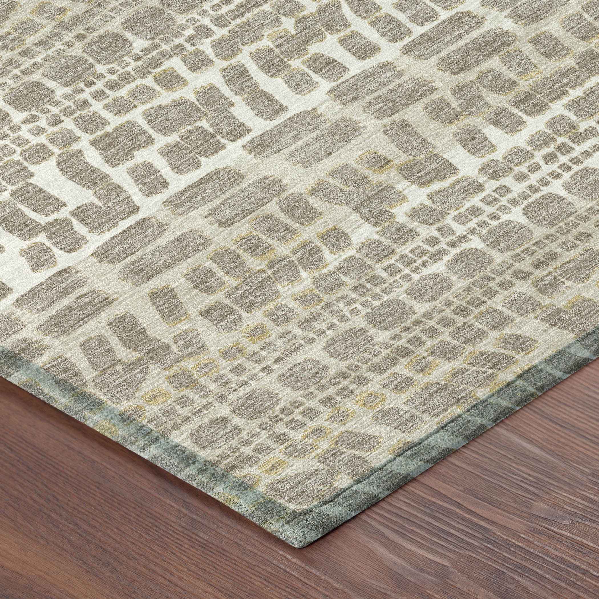 8' X 10' Khaki And Beige Abstract Washable Indoor Outdoor Area Rug - Outdoor | blocked-missing-media, blocked-out-of-stock,…