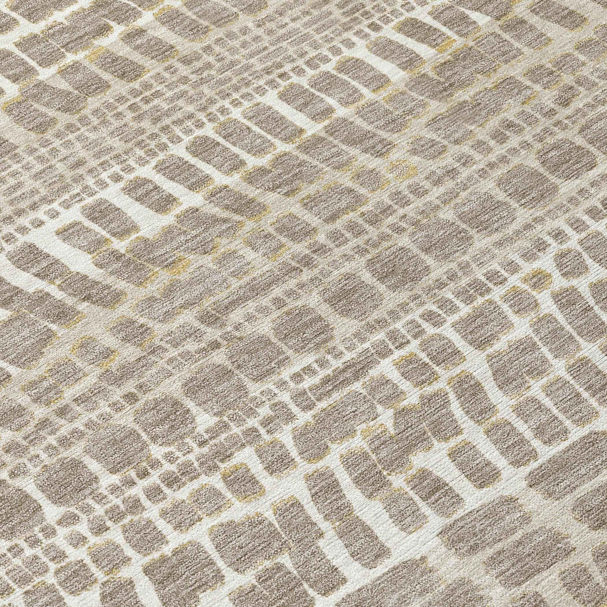 8' X 10' Khaki And Beige Abstract Washable Indoor Outdoor Area Rug - Outdoor | blocked-missing-media, blocked-out-of-stock,…