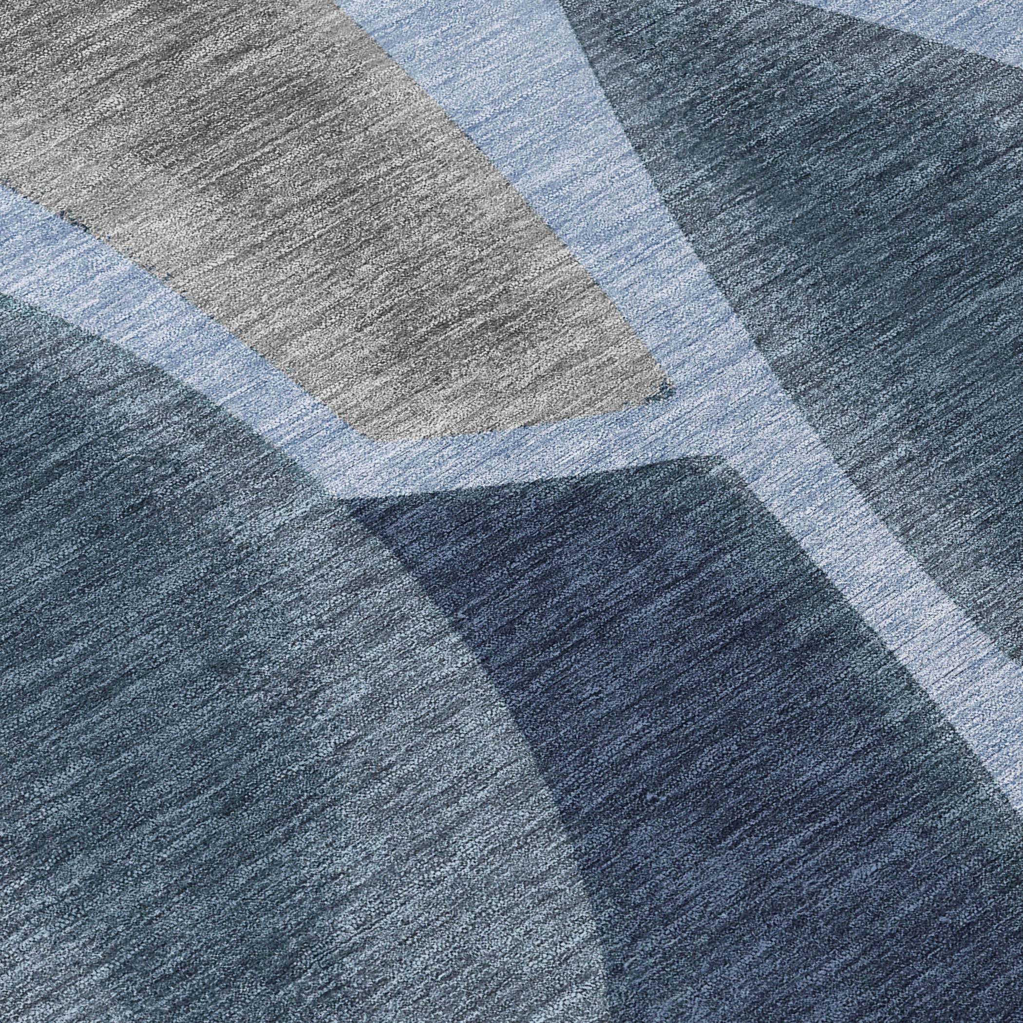 3' X 5' Denim Blue And Navy Blue Abstract Washable Indoor Outdoor Area Rug - Sports & Outdoor