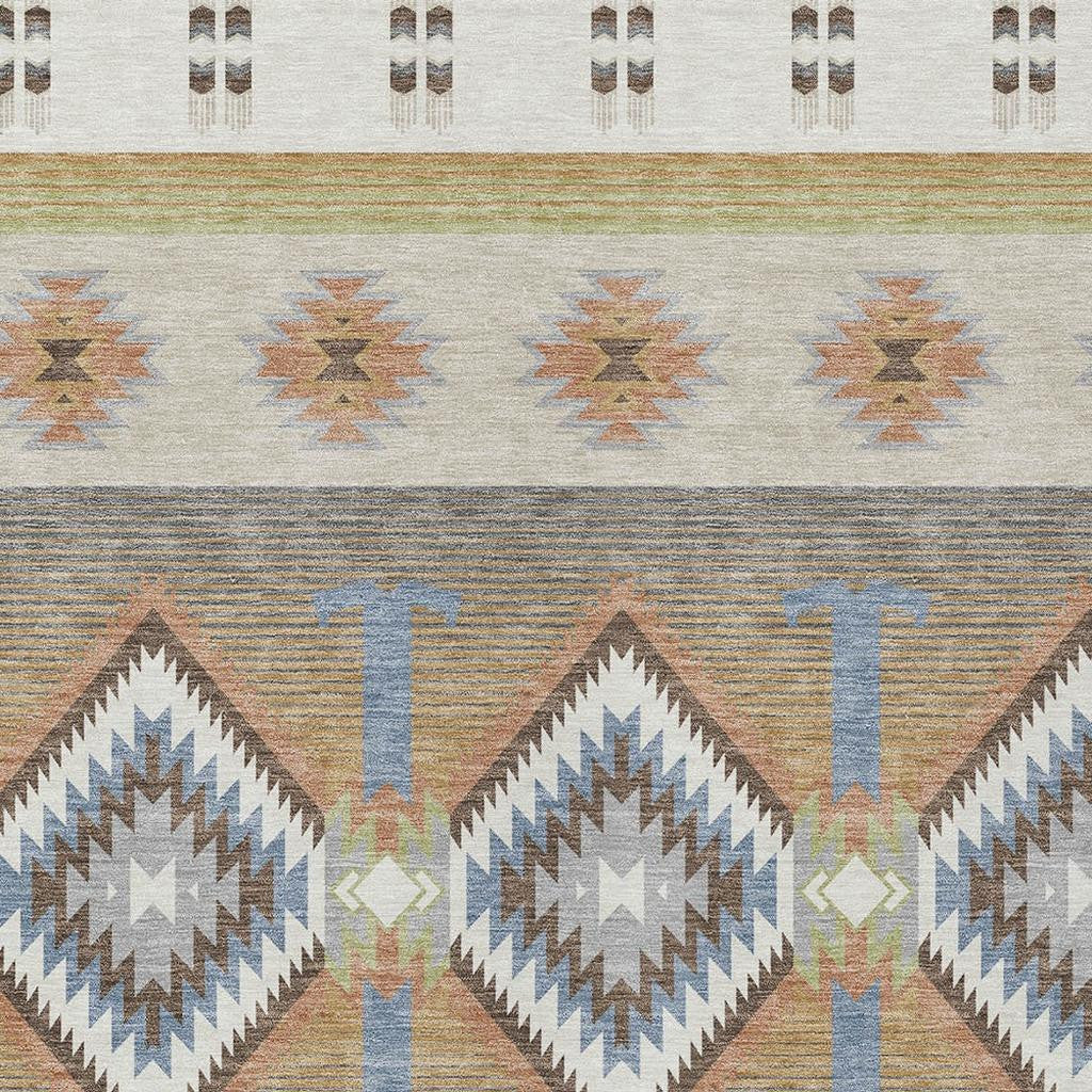 10' X 14' Ivory And Beige Southwestern Washable Indoor Outdoor Area Rug - Sports & Outdoor