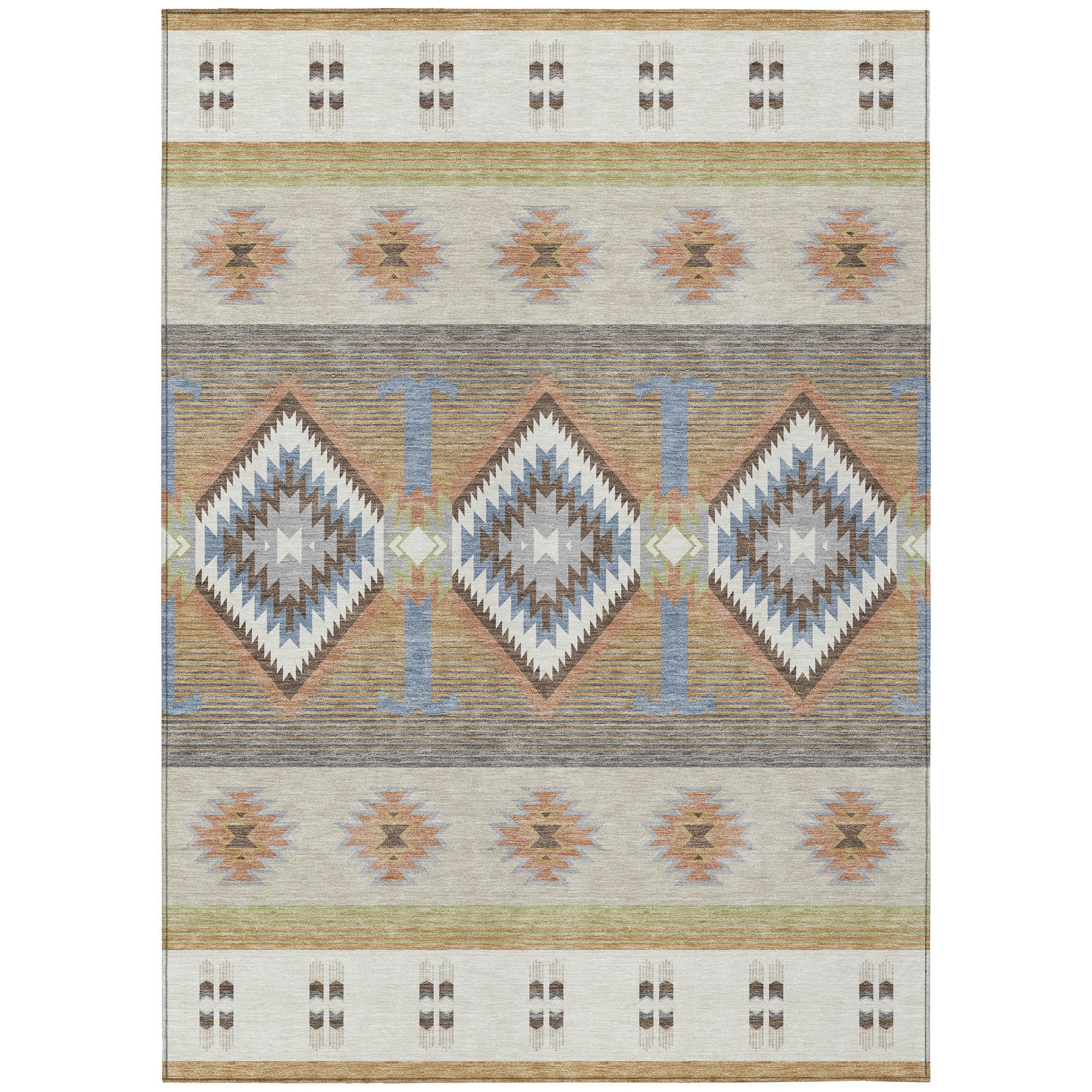 10' X 14' Ivory And Beige Southwestern Washable Indoor Outdoor Area Rug - Sports & Outdoor