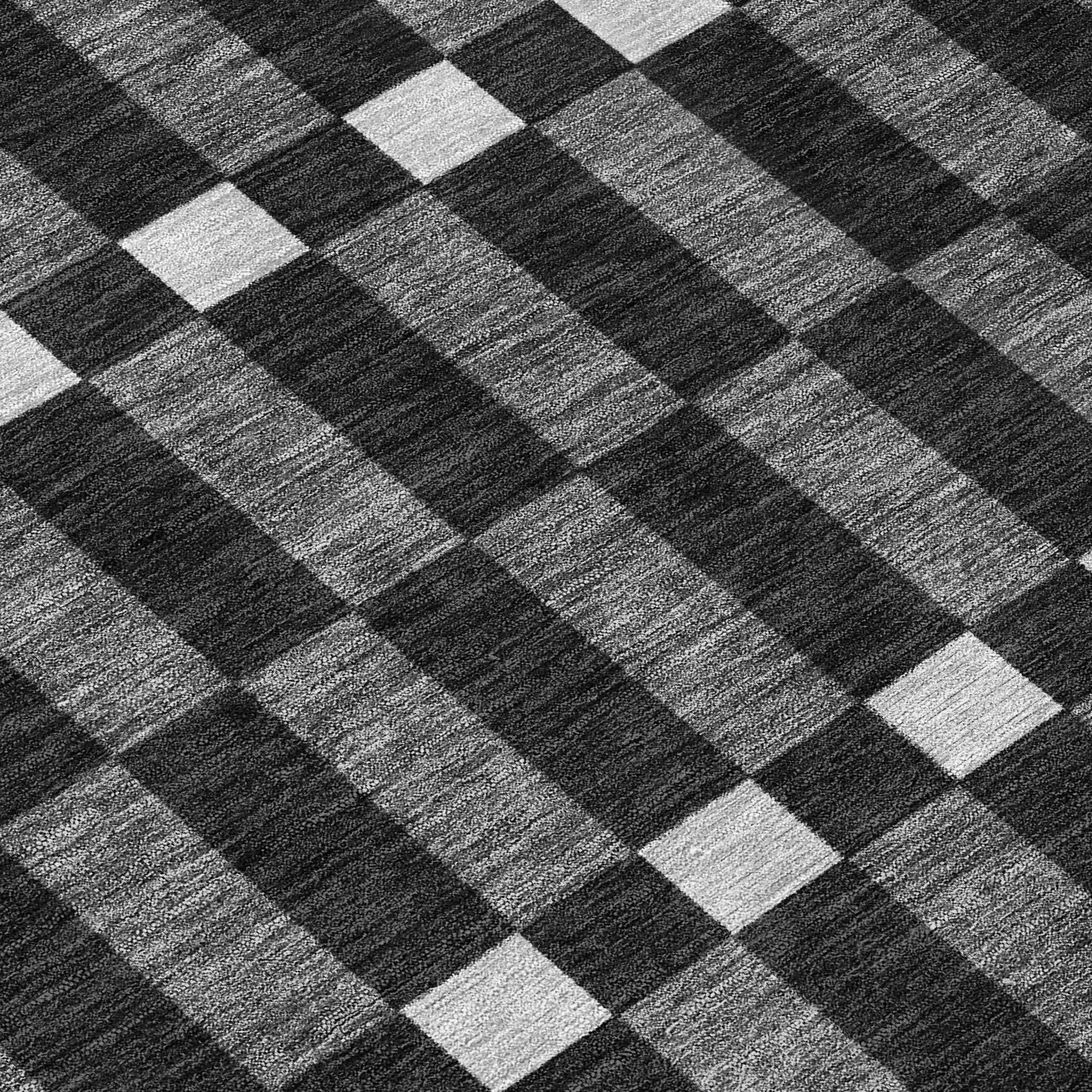 5' X 8' Black And Graphite Geometric Washable Indoor Outdoor Area Rug - Outdoor | blocked-out-of-stock, Outdoor, sync-blocked