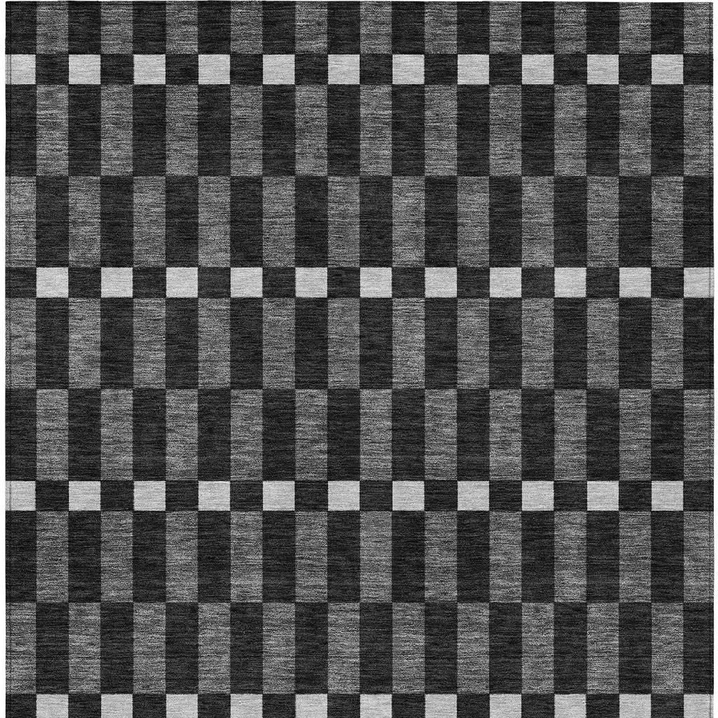 5' X 8' Black And Graphite Geometric Washable Indoor Outdoor Area Rug - Outdoor | blocked-out-of-stock, Outdoor, sync-blocked