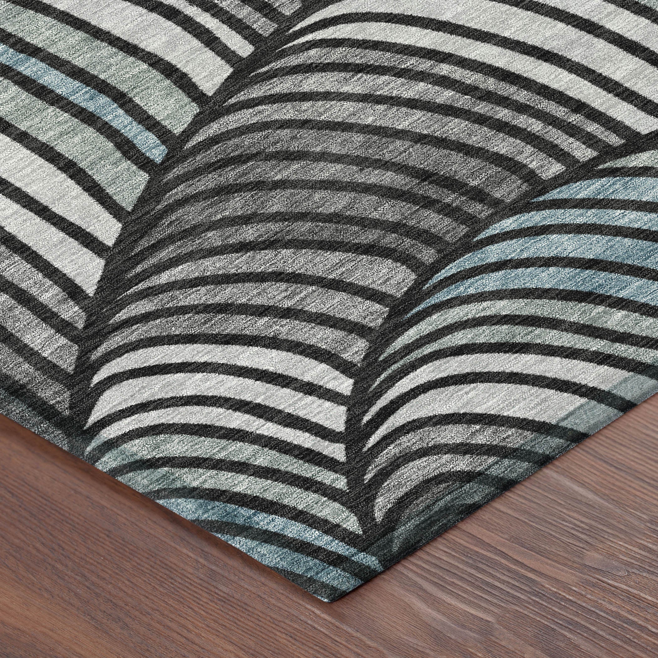 10' X 14' Black And Gray Abstract Washable Indoor Outdoor Area Rug - Sports & Outdoor