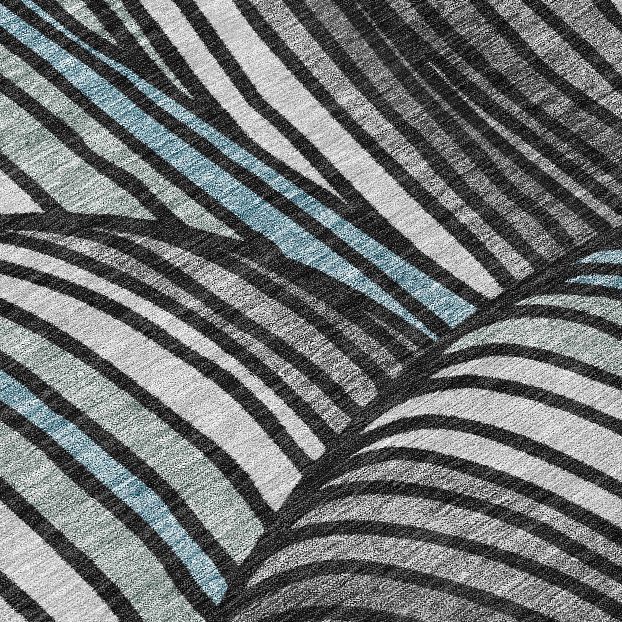 10' X 14' Black And Gray Abstract Washable Indoor Outdoor Area Rug - Sports & Outdoor
