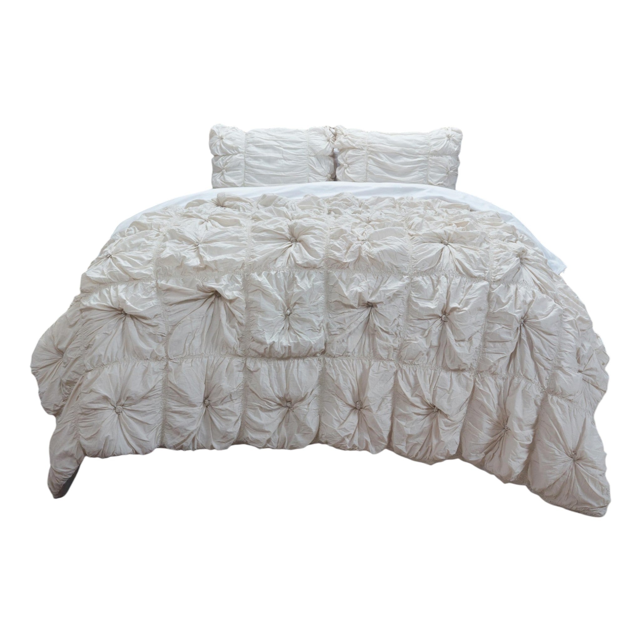 Natural Twin Cotton Blend Washable Polyester Down Alternative Comforter Set With Two Shams - Bed & Bath