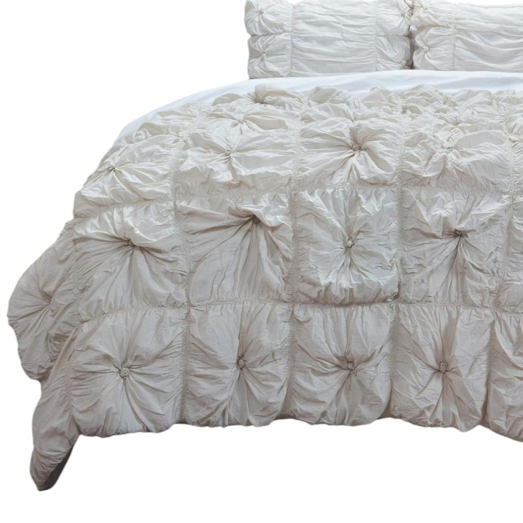 Natural Twin Cotton Blend Washable Polyester Down Alternative Comforter Set With Two Shams - Bed & Bath
