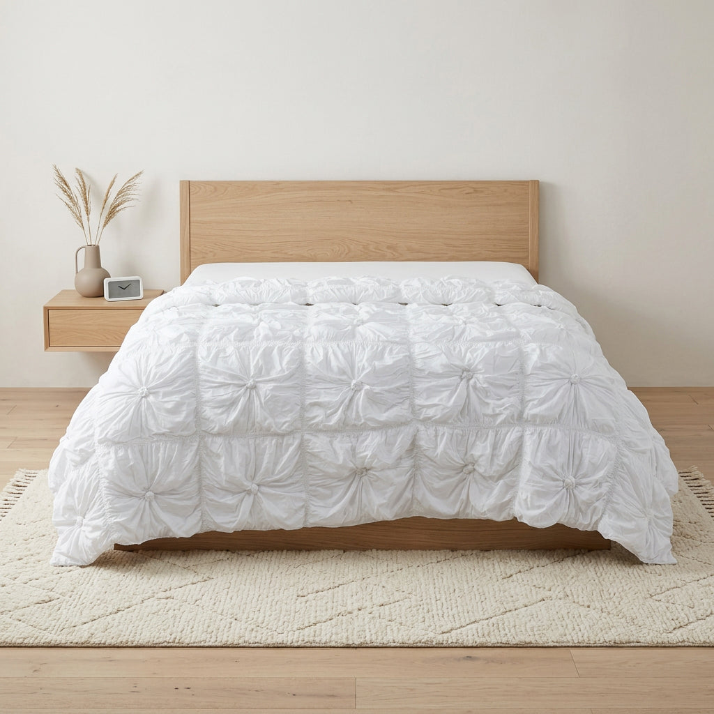 86" X 68" White Geometric Cotton Quilt - Bed & Bath
