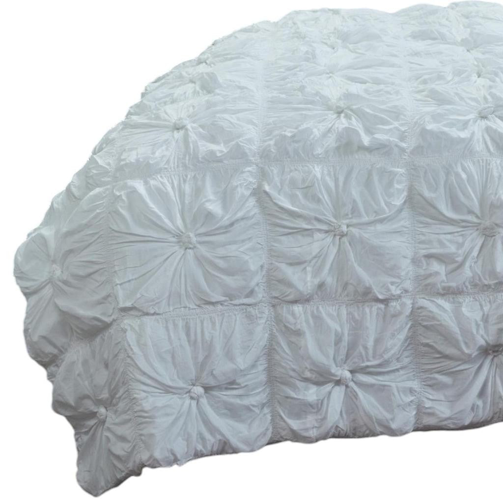 86" X 68" White Geometric Cotton Quilt - Bed & Bath