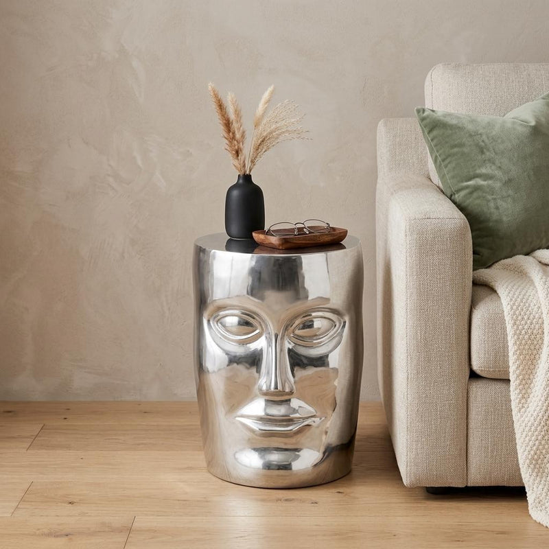 18" Silver Aluminum Faces Round End Table - Living Room