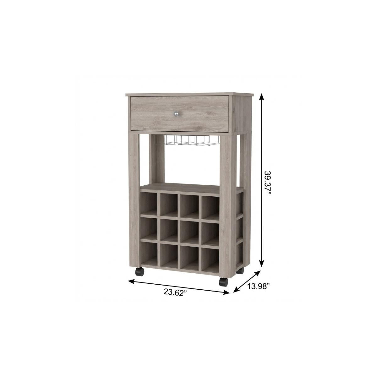 Light Gray Rolling Bar Cart With Wine Storage - Kitchen & Dining