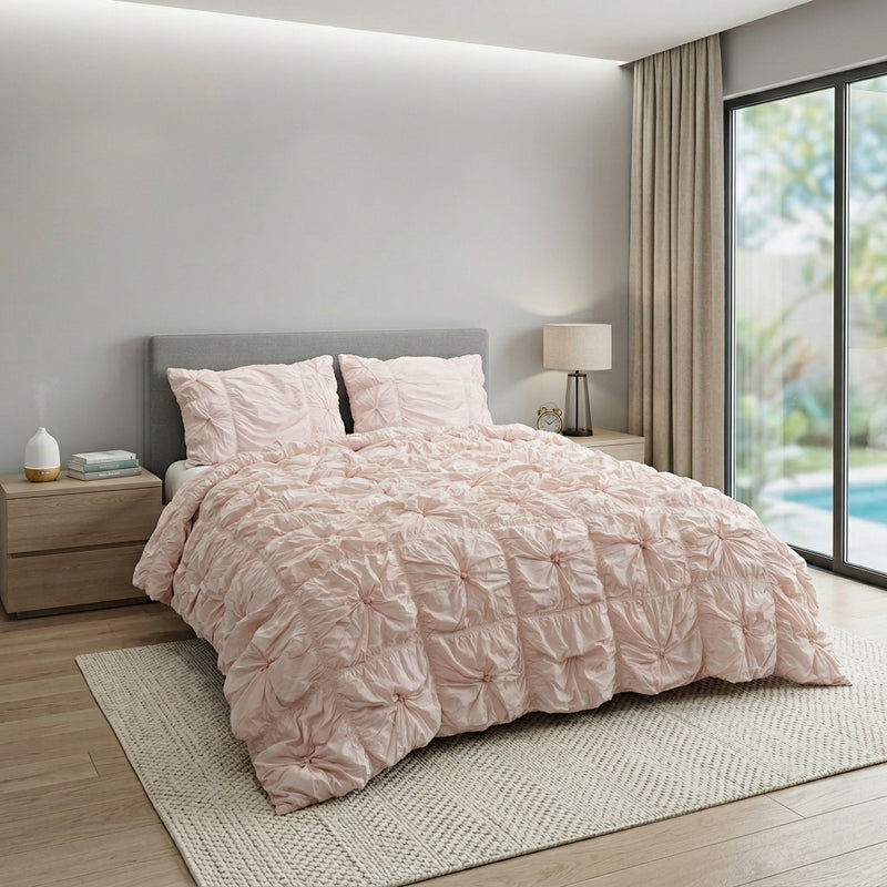 Pink Twin Cotton Blend Washable Polyester Down Alternative Comforter Set With Sham - Bed & Bath