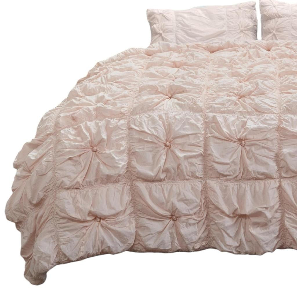Pink Twin Cotton Blend Washable Polyester Down Alternative Comforter Set With Sham - Bed & Bath