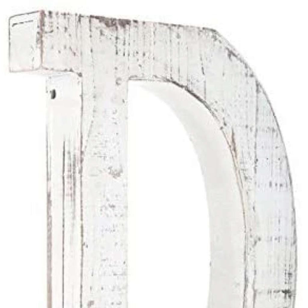 16" Distressed White Wash Wooden Initial Letter D Sculpture - Home Decor