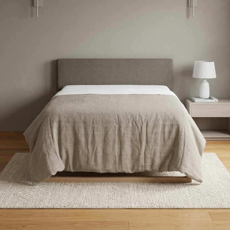 Queen comforter in light taupe with smooth wrinkle-texture