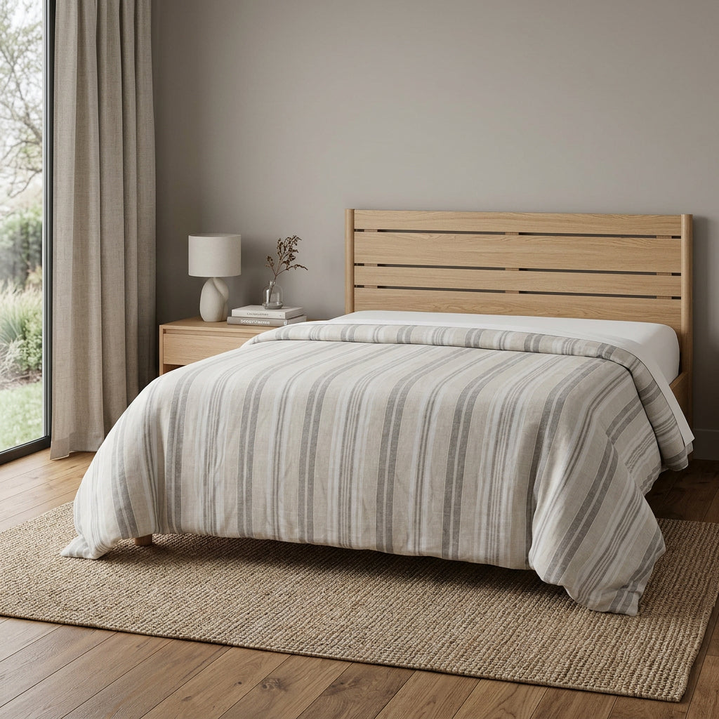 Natural King Linen Washable Polyester Duvet Cover - Bed & Bath