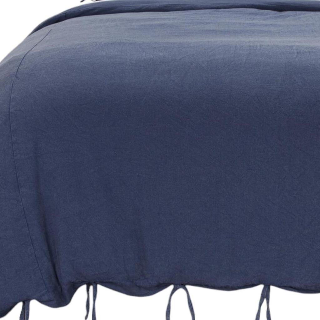 Indigo Queen Cotton Washable Polyester Duvet Cover Set With Two Shams - Bed & Bath