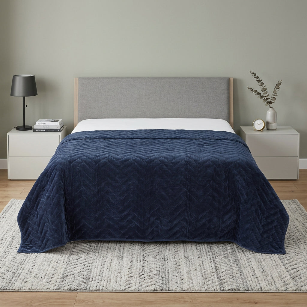 92" X 106" Indigo Cotton Quilt - Bed & Bath