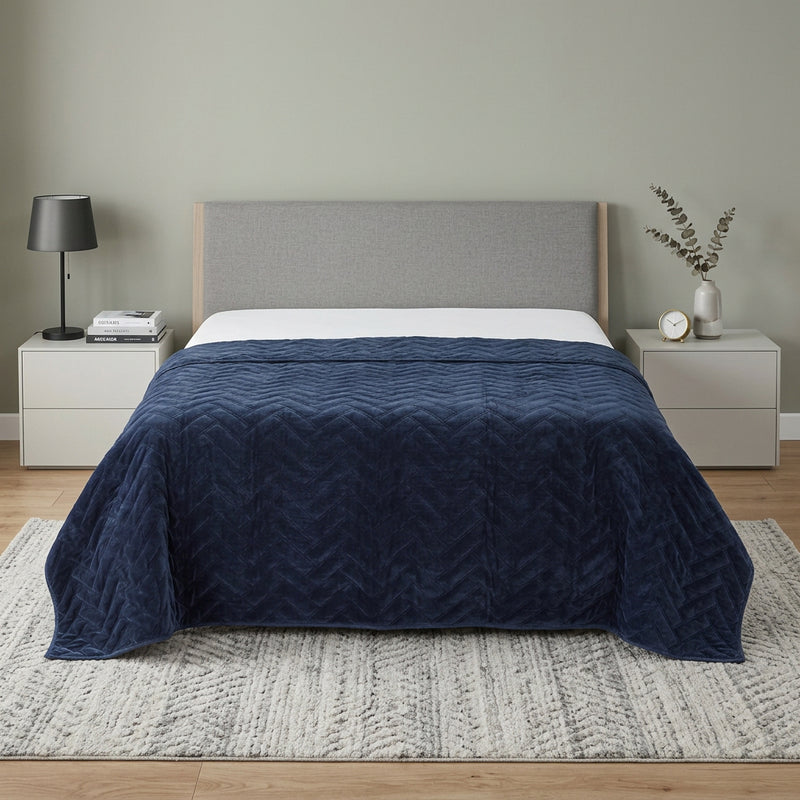 92" X 106" Indigo Cotton Quilt - Bed & Bath