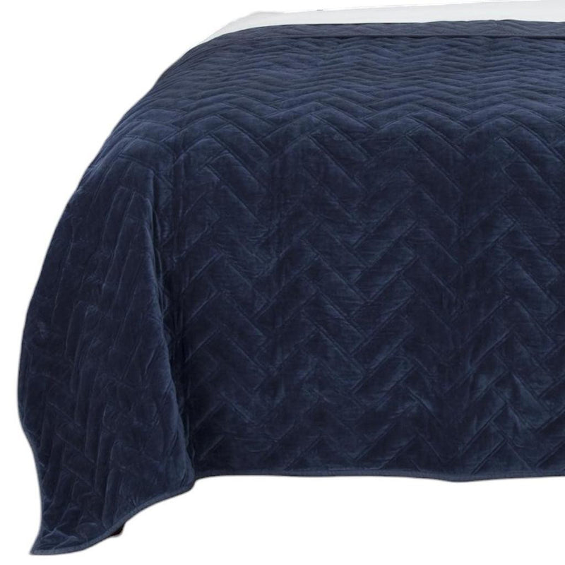 92" X 106" Indigo Cotton Quilt - Bed & Bath
