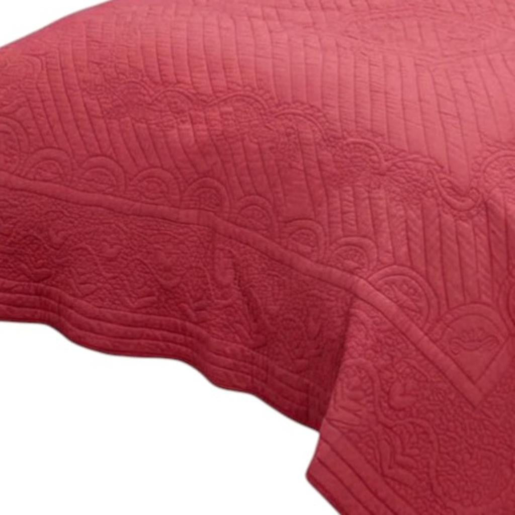 92" X 90" Coral Floral Cotton Quilt - Bed & Bath