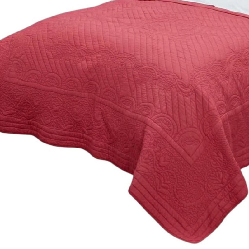 92" X 90" Coral Floral Cotton Quilt - Bed & Bath