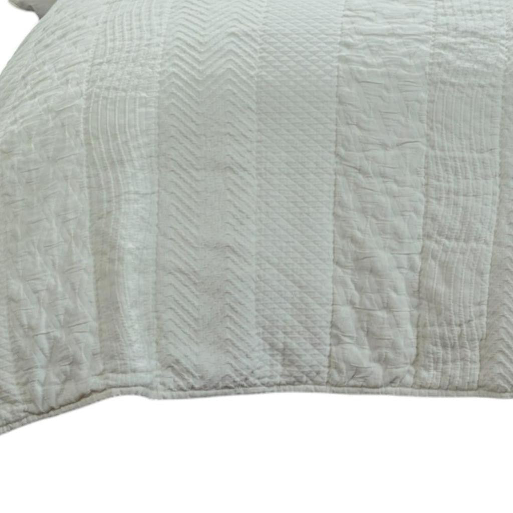92" X 90" Ivory Striped Cotton Quilt - Bed & Bath