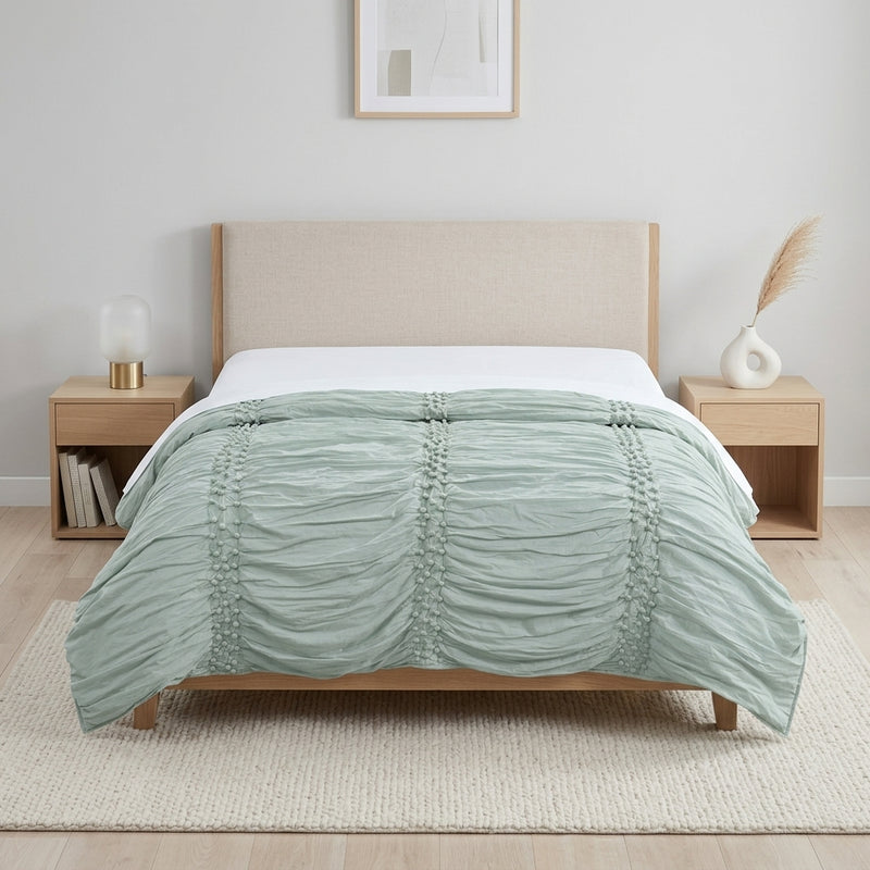 92" X 106" Blue Striped Cotton Quilt - Bed & Bath