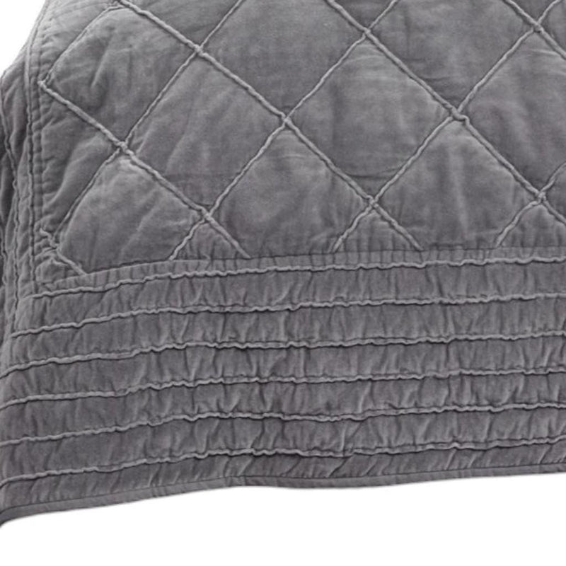 92" X 106" Gray Geometric Cotton Quilt - Bed & Bath
