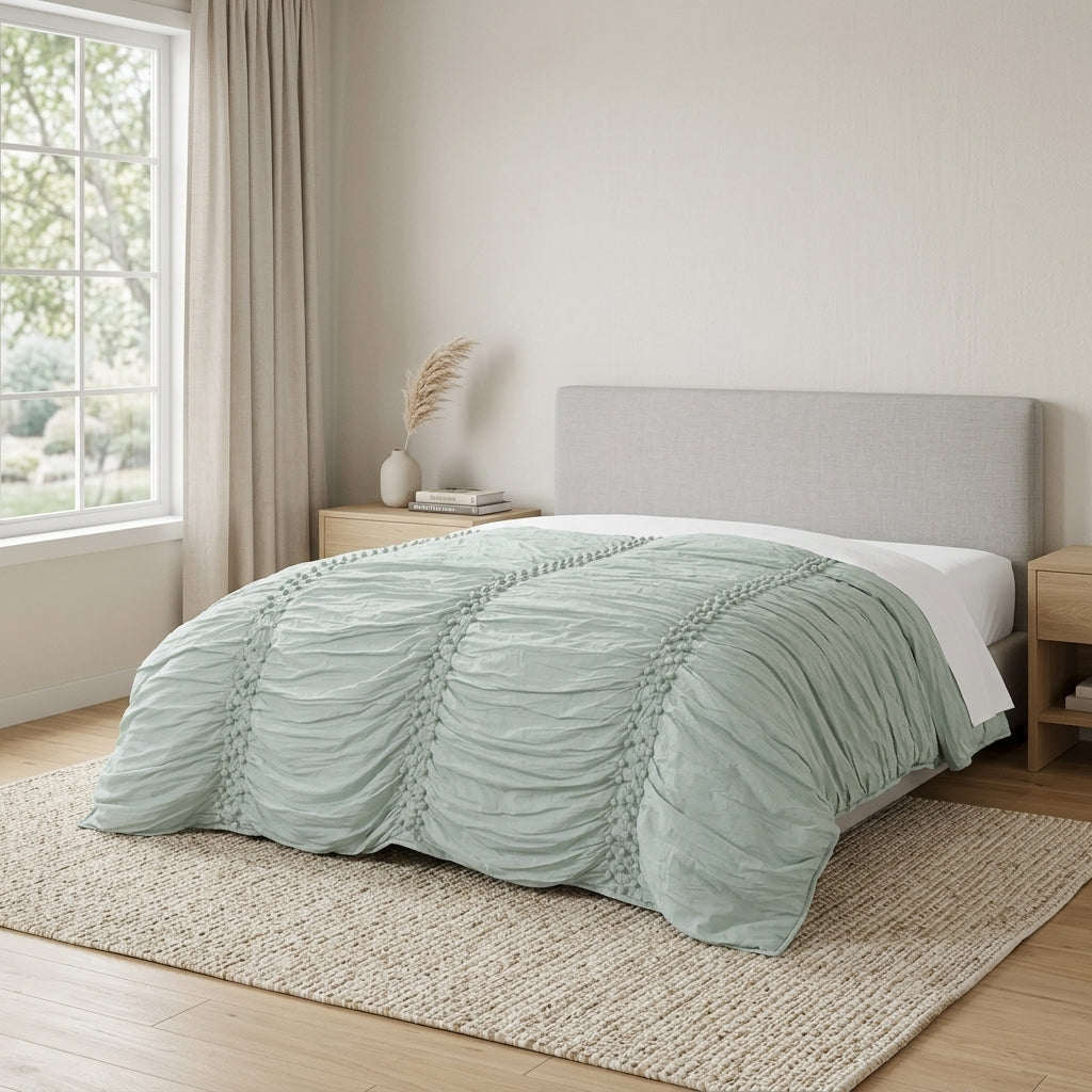 92" X 90" Blue Striped Cotton Quilt - Bed & Bath