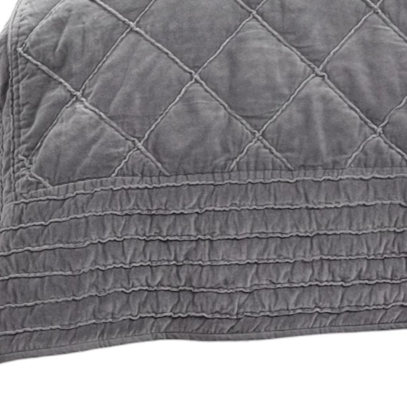 92" X 90" Gray Geometric Cotton Quilt - Bed & Bath