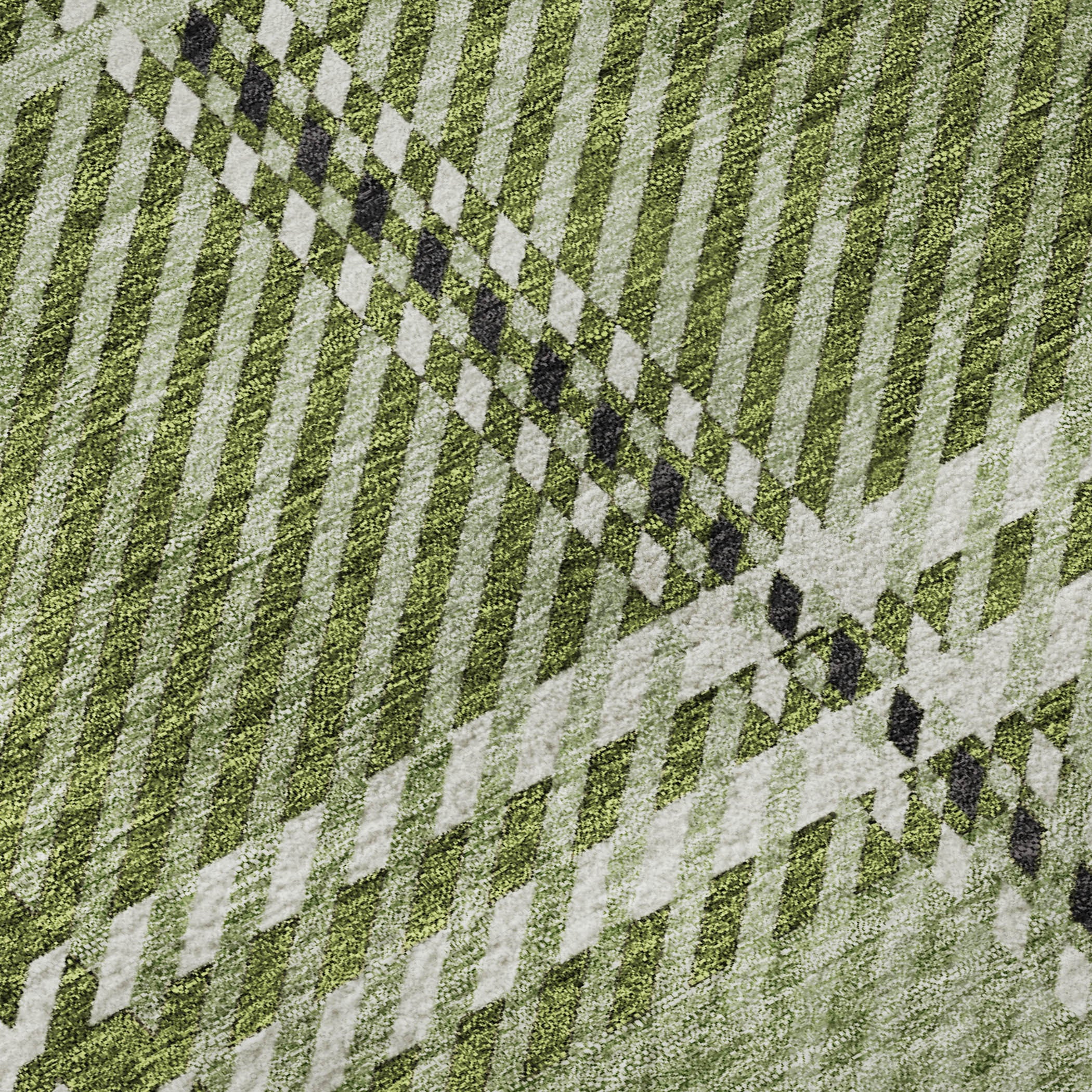 10' X 14' Green And Ivory Plaid Washable Area Rug With UV Protection - Home & Garden