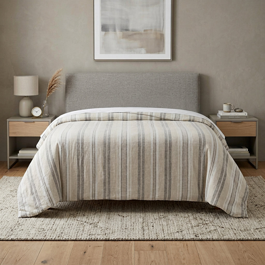Natural Queen Linen Washable Polyester Duvet Cover - Bed & Bath