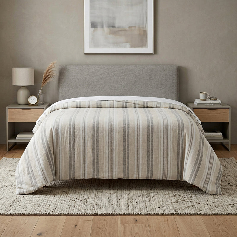 Natural Queen Linen Washable Polyester Duvet Cover - Bed & Bath