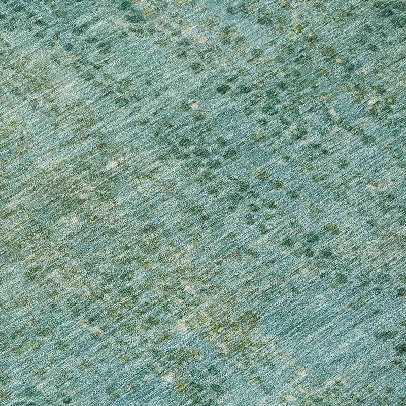 8' X 10' Teal Blue And Ivory Abstract Washable Indoor Outdoor Area Rug