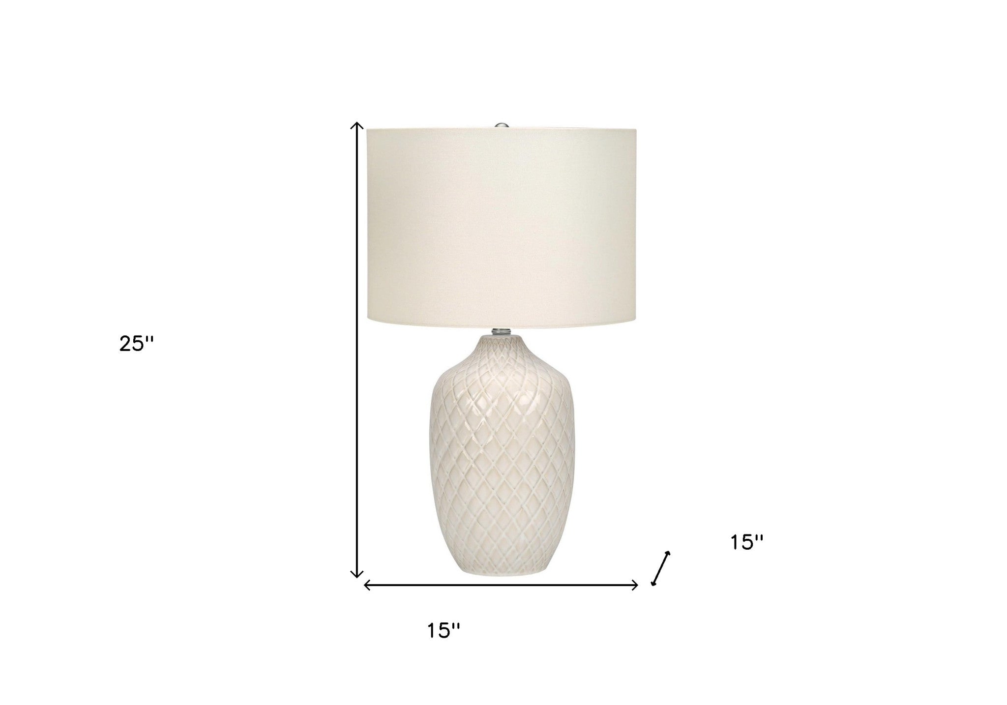 25" Cream Ceramic Urn Table Lamp With Cream Drum Shade - Lighting