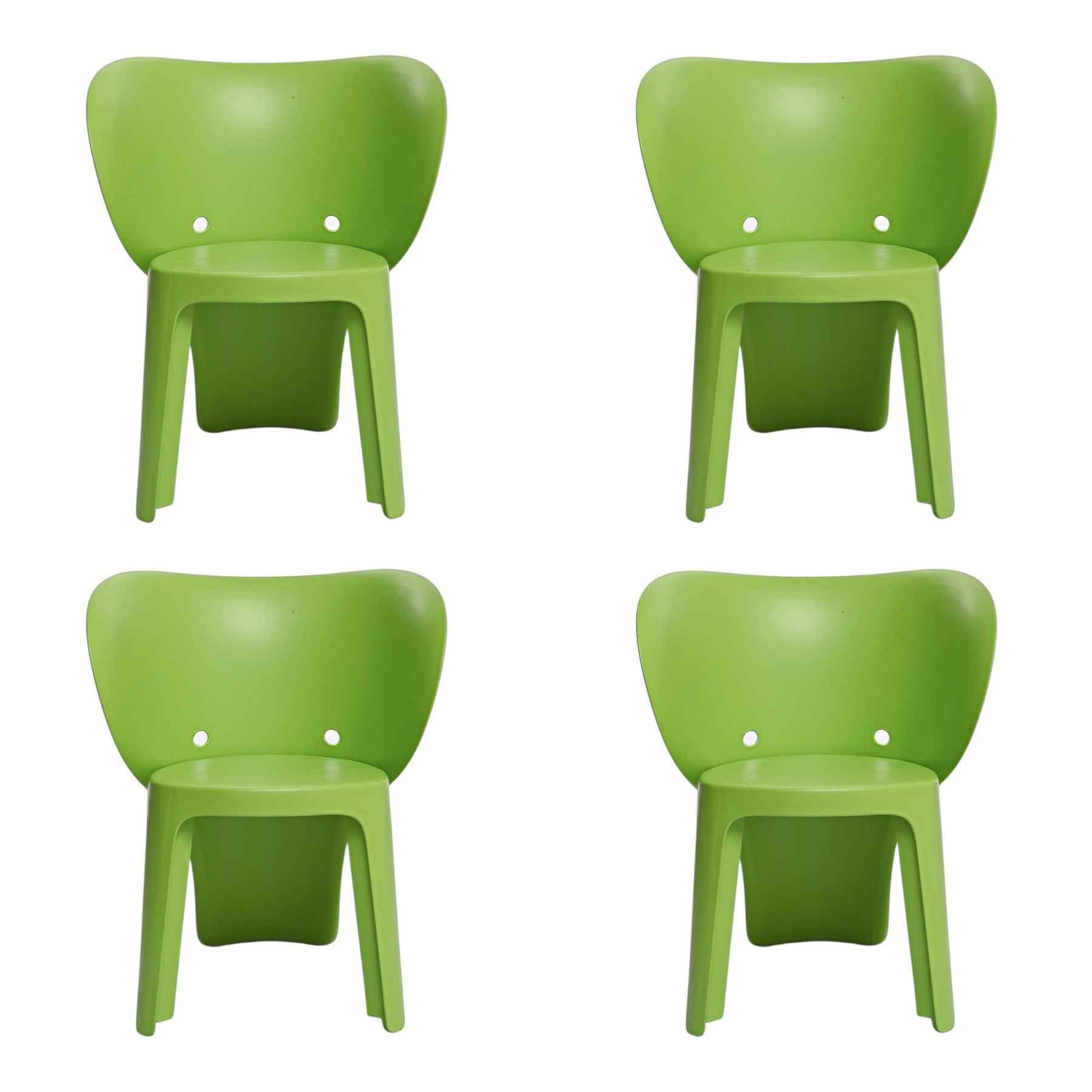 Set Of Four Green Heavy Duty Plastic Juvenile Chairs