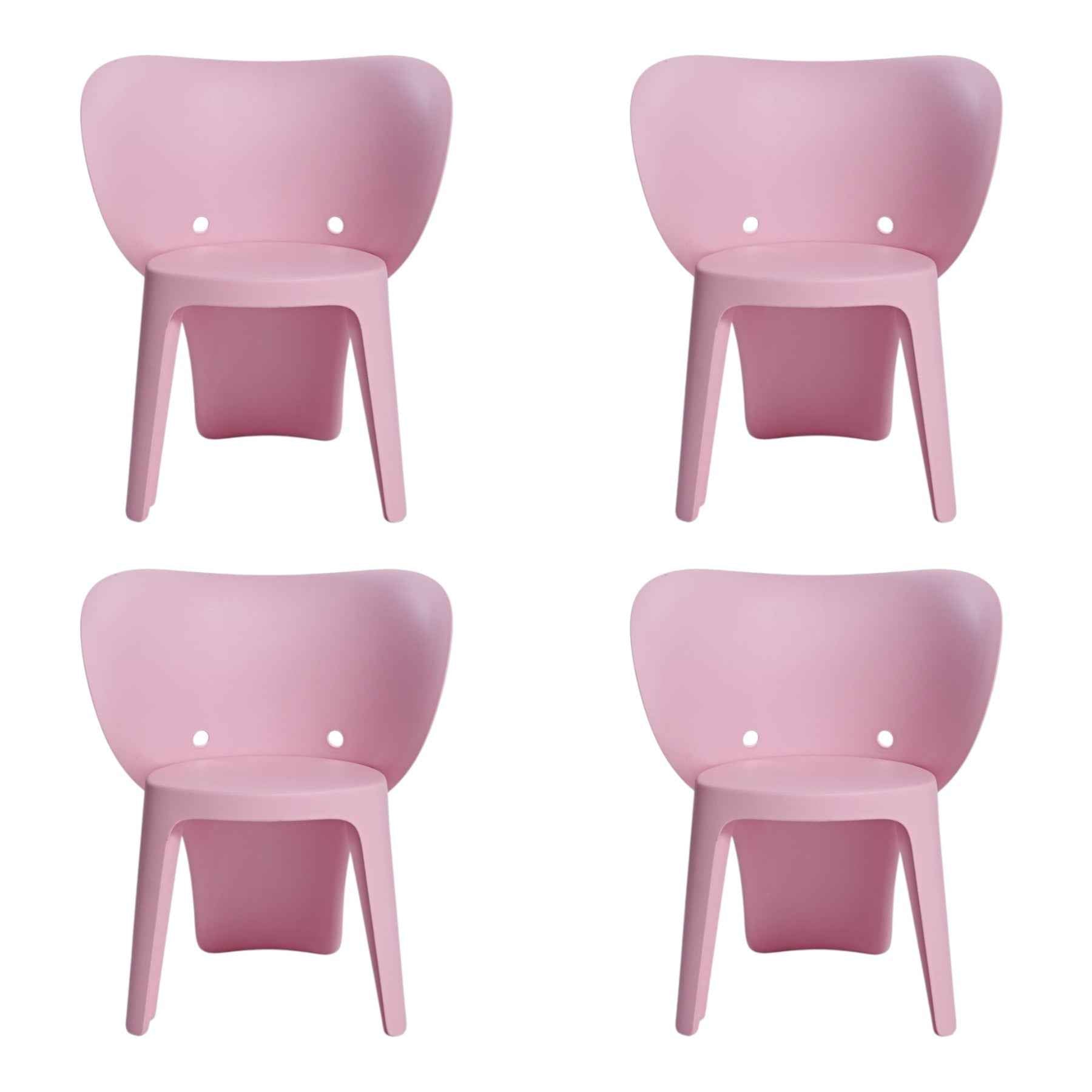 Set Of Four Pink Heavy Duty Plastic Juvenile Chairs