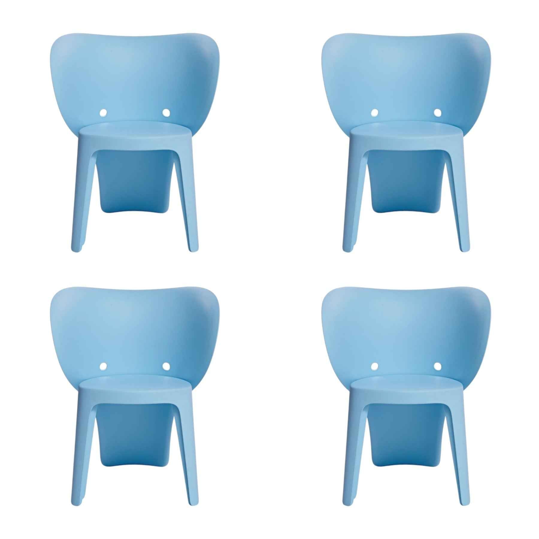 Set Of Four Blue Heavy Duty Plastic Juvenile Chairs