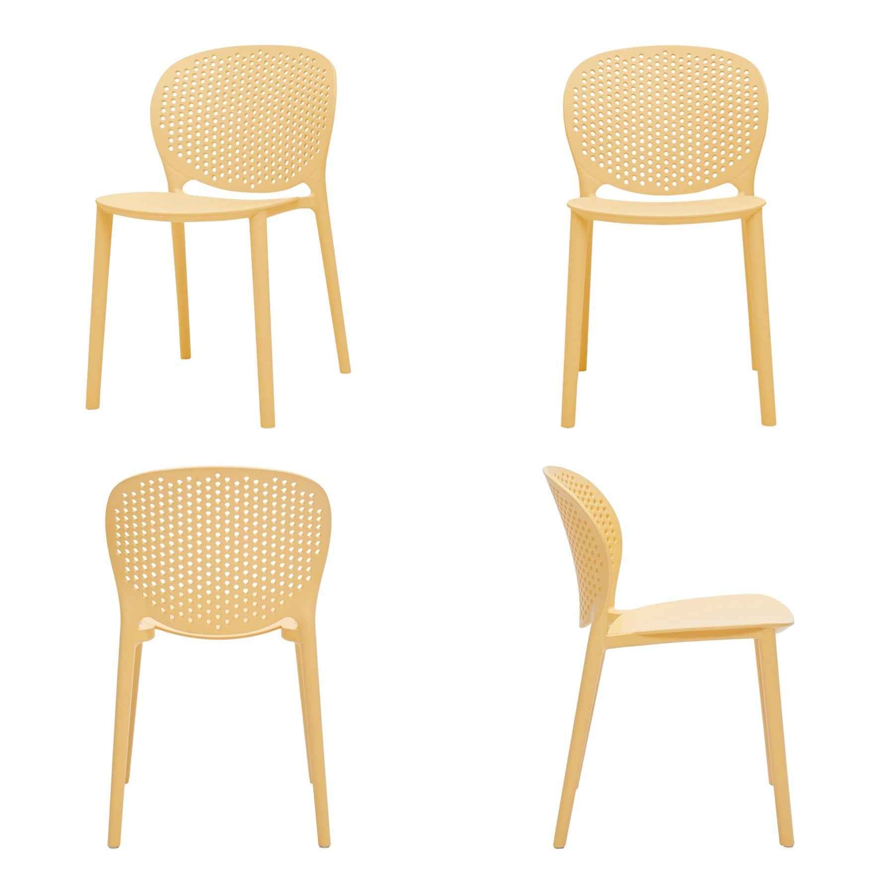 Set Of Four Yellow Heavy Duty Plastic Juvenile Chairs