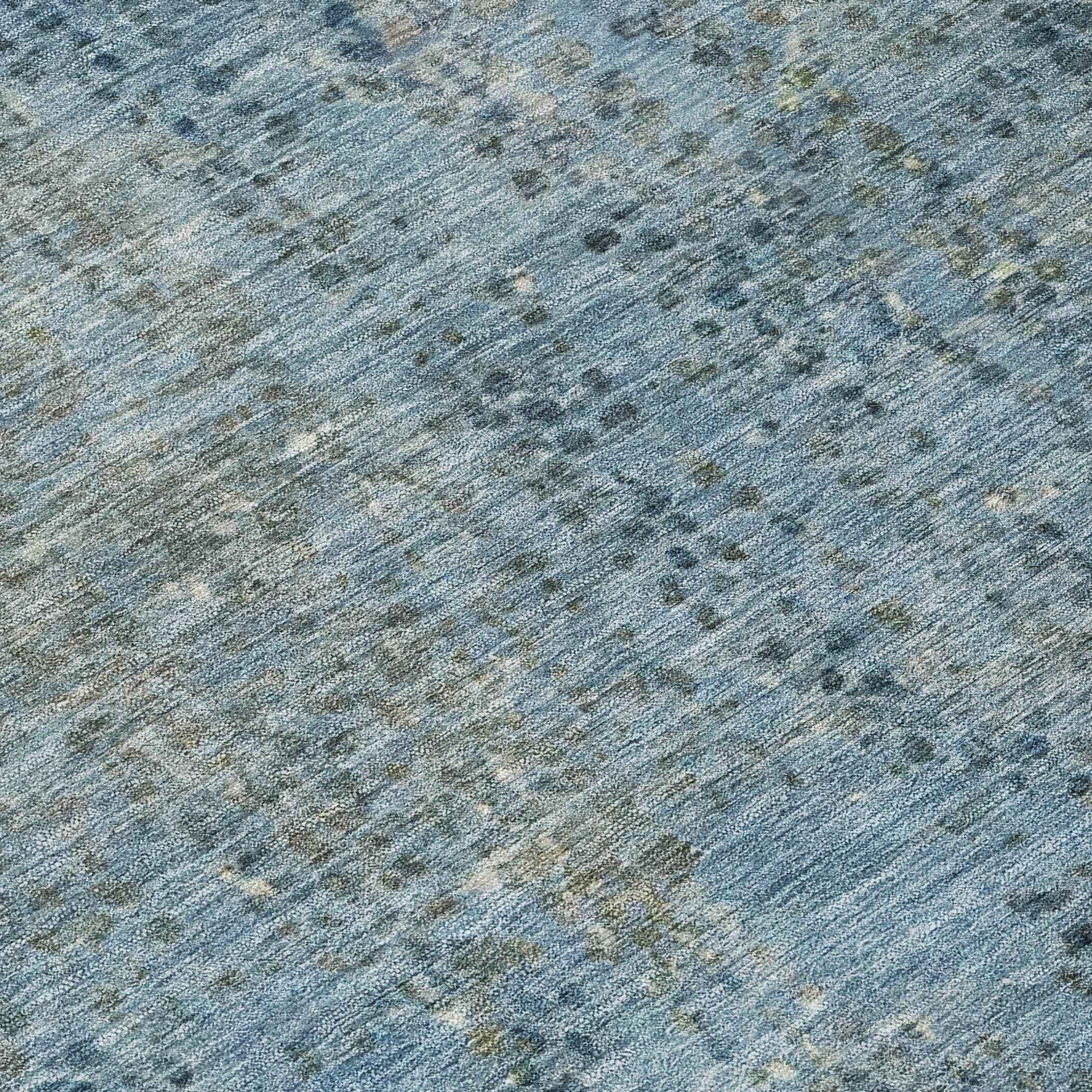 9' X 12' Blue And Ivory Abstract Washable Indoor Outdoor Area Rug