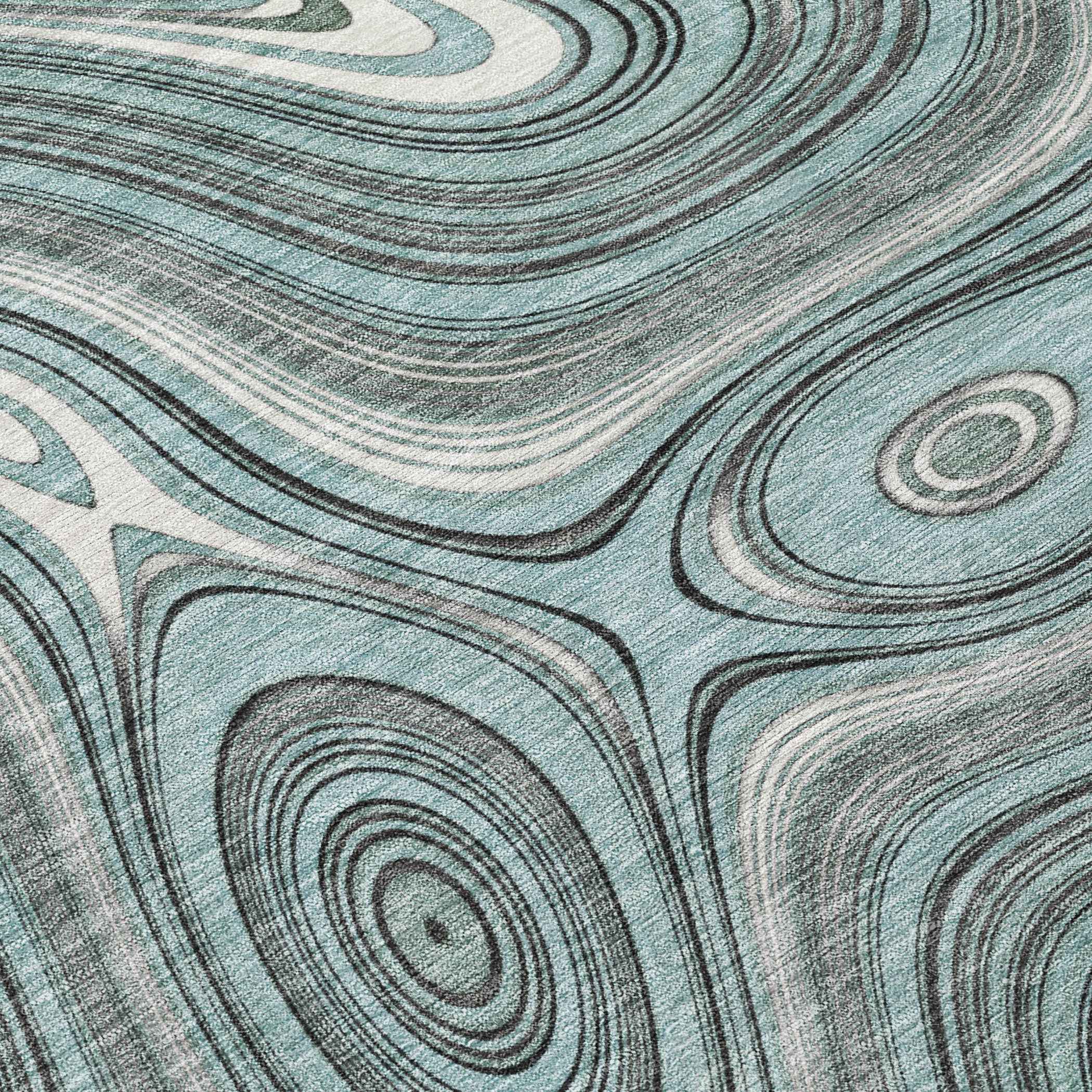 8' X 10' Sky Blue And Gray Geometric Washable Indoor Outdoor Area Rug