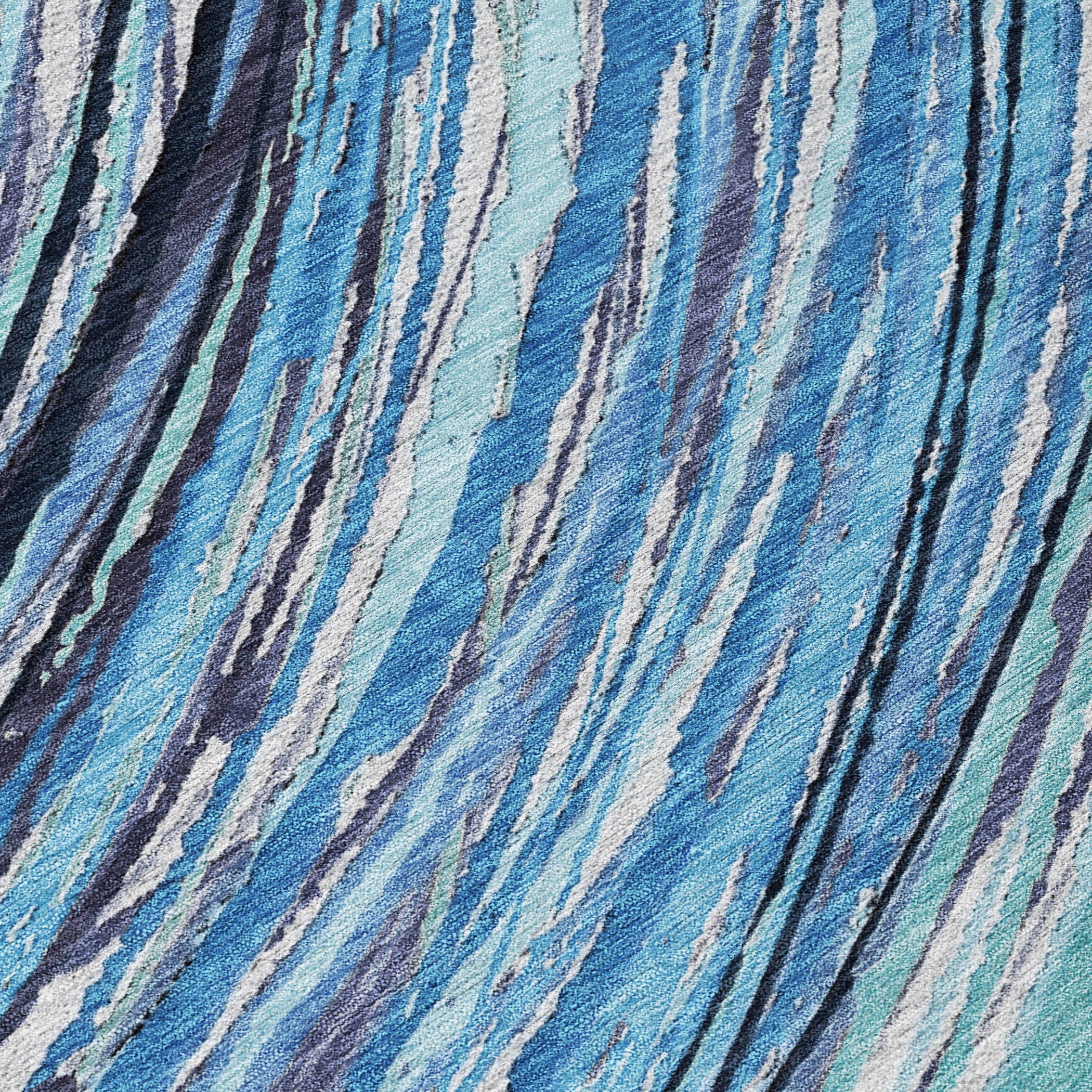 3' X 5' Blue Aqua And Ivory Abstract Washable Indoor Outdoor Area Rug - Sports & Outdoor