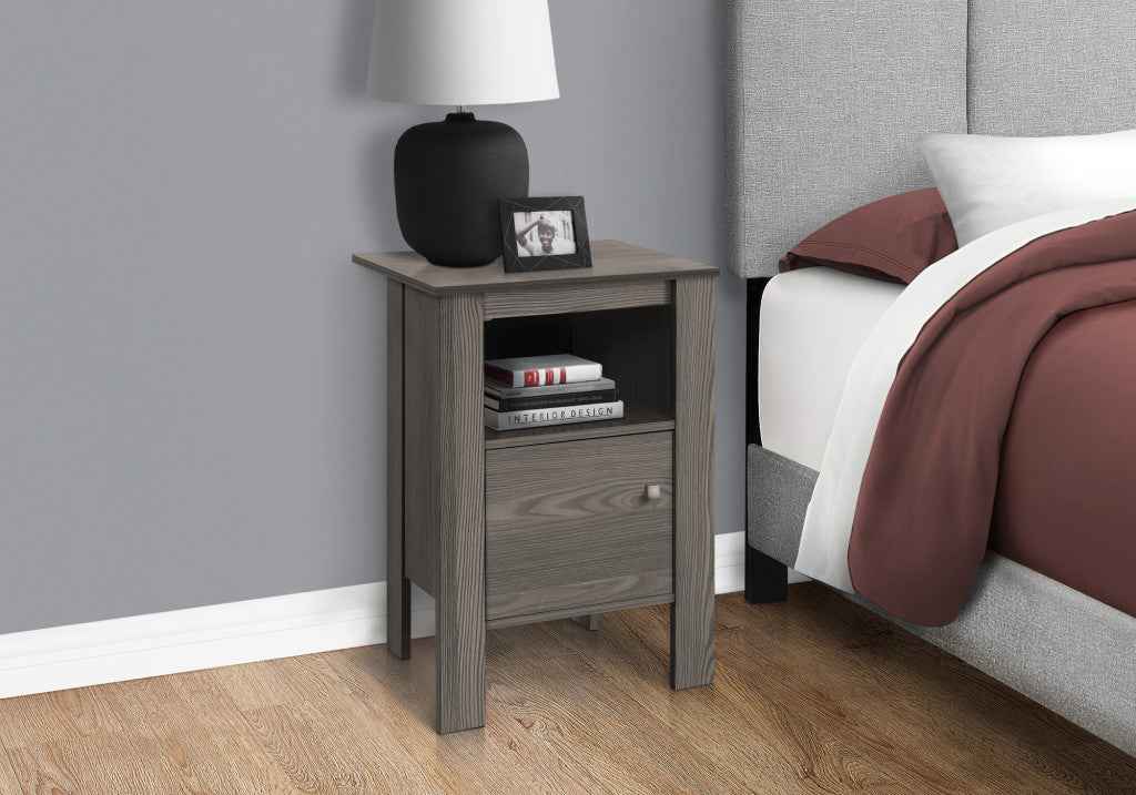 24" Gray Wood End Table With Shelf
