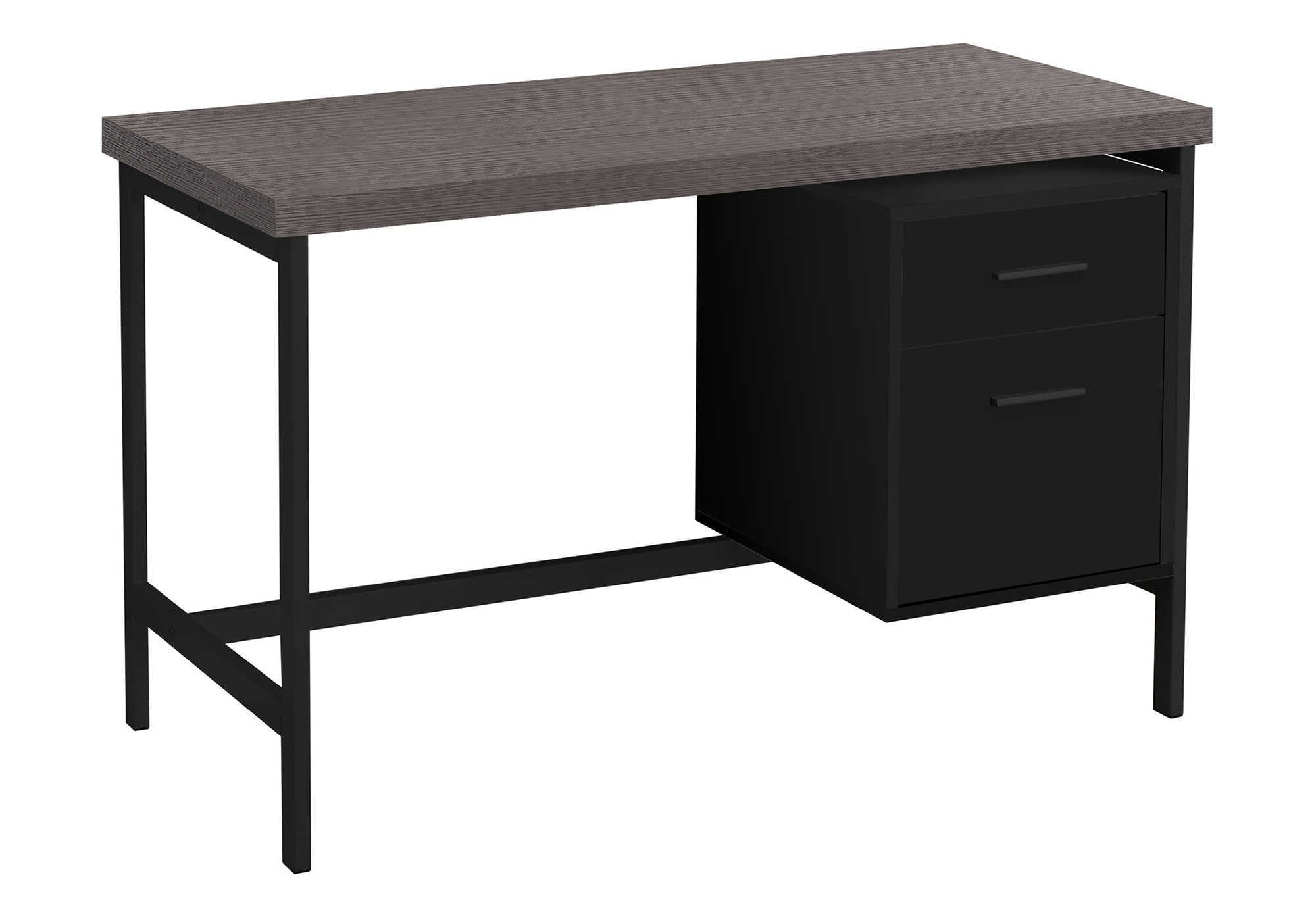 24" Gray and Black Computer Desk With Two Drawers - GreatEagleInc