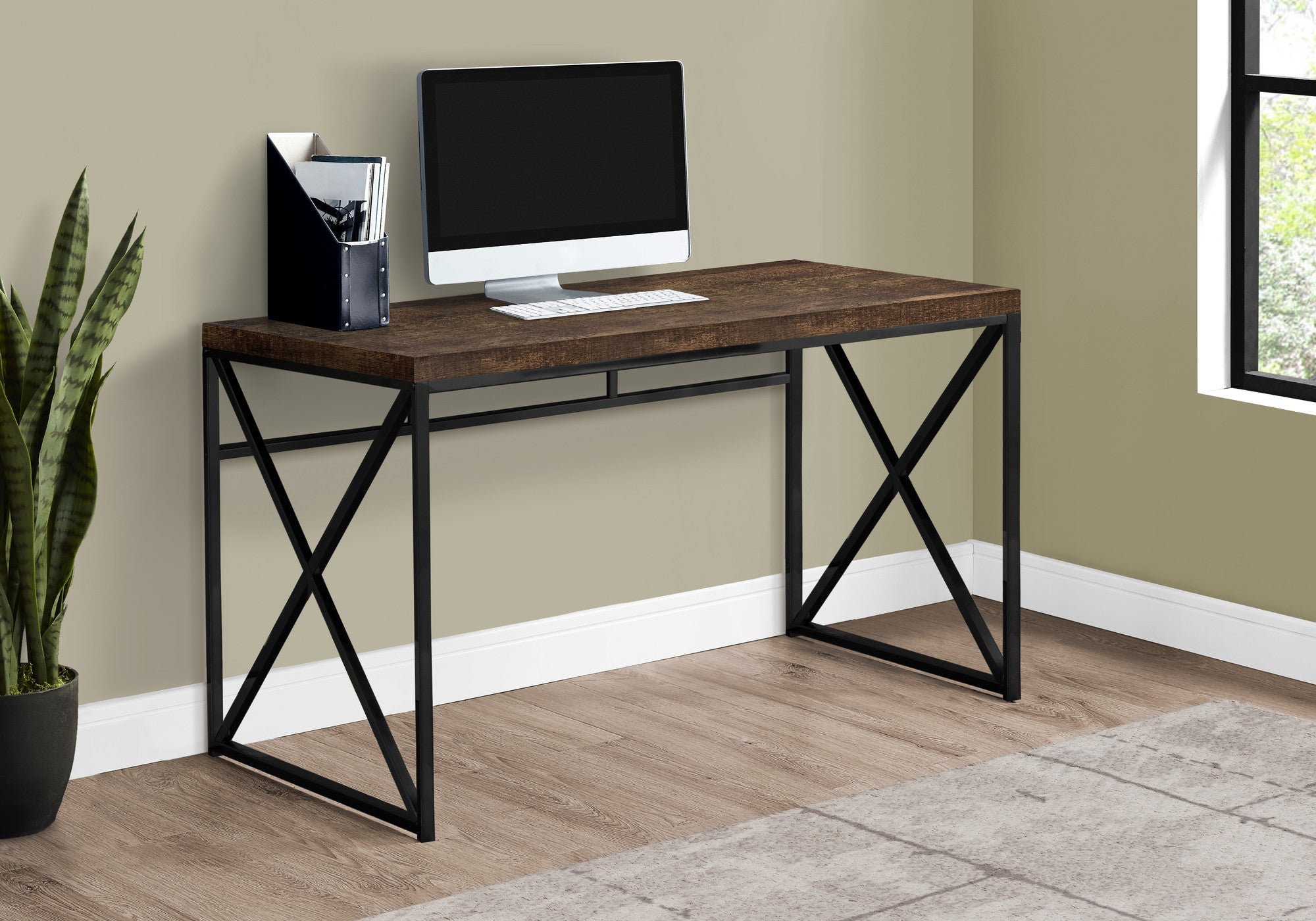 24" Brown and Black Computer Desk - GreatEagleInc